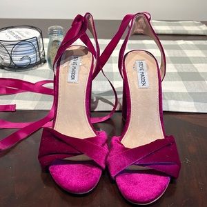 Steve Madden Ankle Wrap Heels Purple Velvet